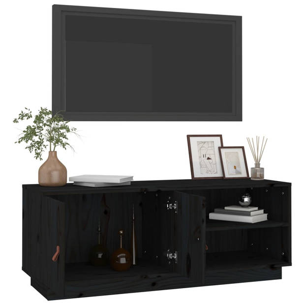 The Living Store TV Meubel - Grenenhout - 105x34x40 cm - Zwart