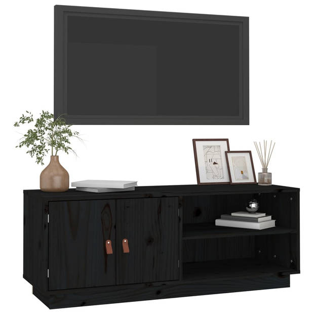 The Living Store TV Meubel - Grenenhout - 105x34x40 cm - Zwart