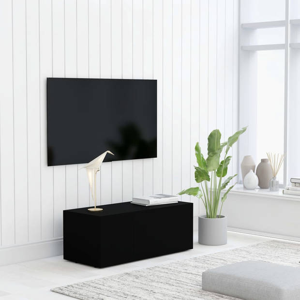 The Living Store Televisiekast Klassieke Stijl - 80x34x30 cm - Zwart - Met 3 lades