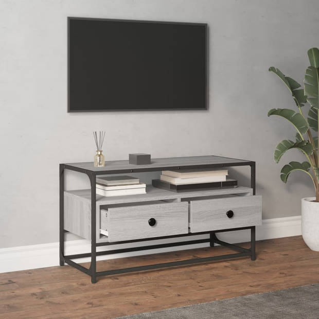 The Living Store Tv-meubel - Grijs sonoma eiken - 80 x 35 x 45 cm - Trendy en praktisch - Duurzaam materiaal