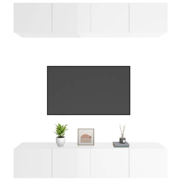 The Living Store TV-Meubel - X - Wandgemonteerd - 80 x 30 x 30 cm - Hoogglans Wit