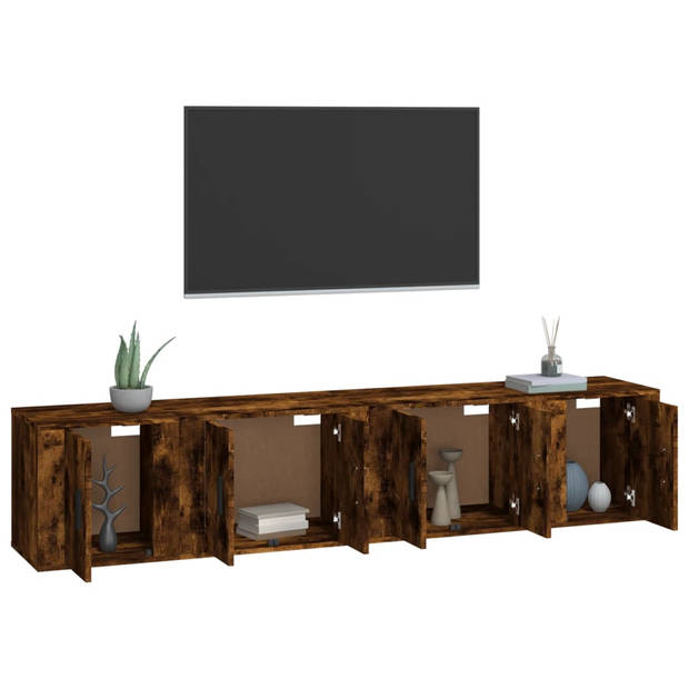 The Living Store TV-meubelset - Gerookt Eiken - 2 x 40 cm x 34.5 cm x 40 cm - 2 x 57 cm x 34.5 cm x 40 cm