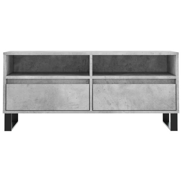 The Living Store Tv-meubel - Betongrijs - 100 x 34.5 x 44.5 cm - Bewerkt hout en ijzer