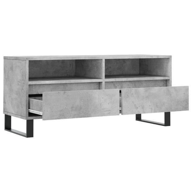 The Living Store Tv-meubel - Betongrijs - 100 x 34.5 x 44.5 cm - Bewerkt hout en ijzer