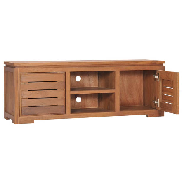 The Living Store Teak Tv-meubel - 110 x 30 x 40 cm - Rustieke stijl - Massief teakhout - 2 deuren - 2 vakken