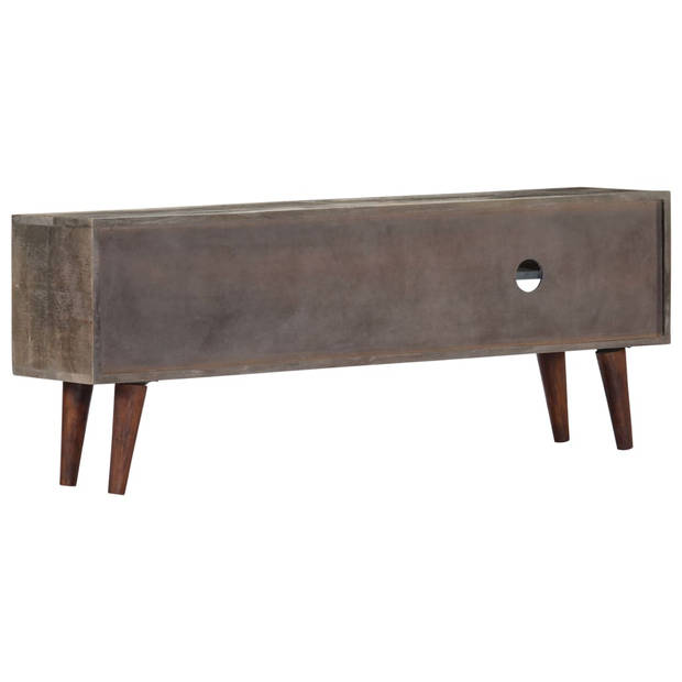 The Living Store Massief Mangohouten TV-meubel - 130 x 30 x 46 cm - Grijs - Moderne Stijl