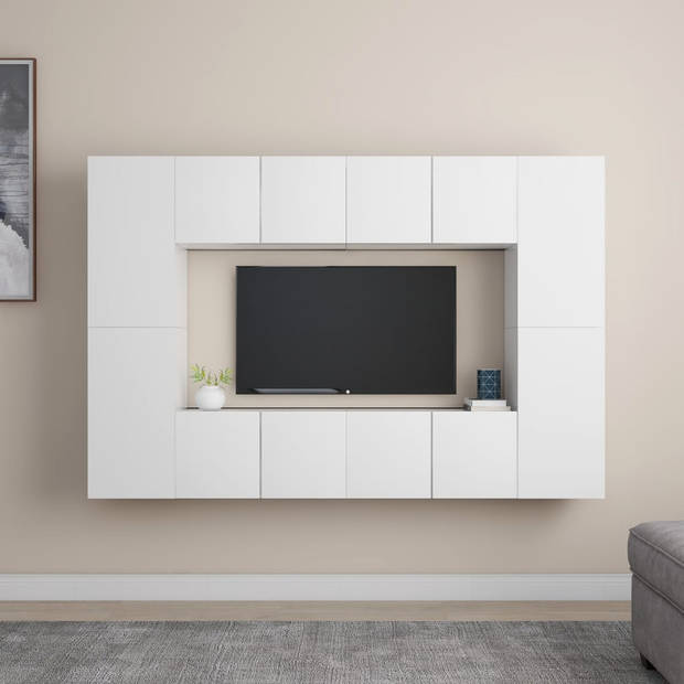 The Living Store Televisiekast TV-meubel - 60 x 30 x 30 cm - Wit+Materiaal- Spaanplaat