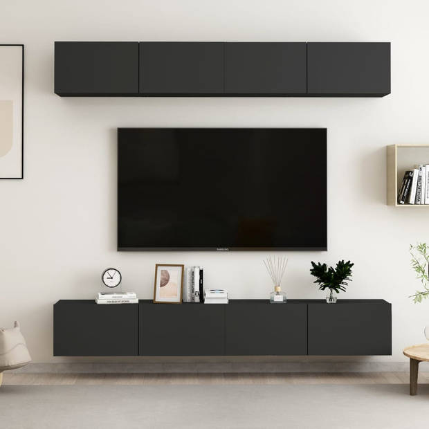 The Living Store TV-meubel - 100 x 30 x 30 cm - zwart