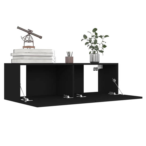 The Living Store TV-meubel - zwart - spaanplaat - 100x30x30 cm (L) - 30.5x30x30 cm (S)