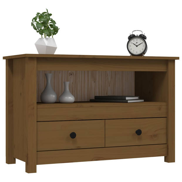 The Living Store Tv-meubel Landelijke Stijl - Grenenhout - 79 x 35 x 52 cm - Honingbruin