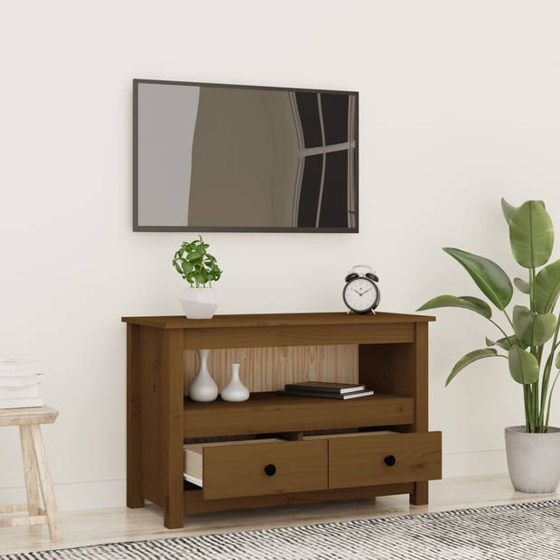 The Living Store Tv-meubel Landelijke Stijl - Grenenhout - 79 x 35 x 52 cm - Honingbruin