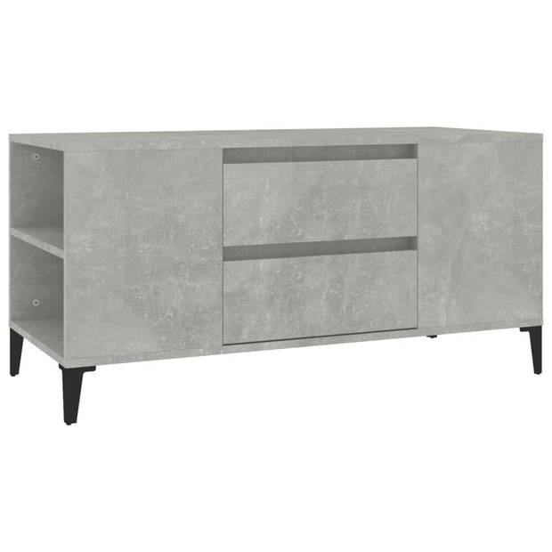 The Living Store TV-meubel Industrial - Betongrijs - 102 x 44.5 x 50 cm - Bewerkt hout en metaal