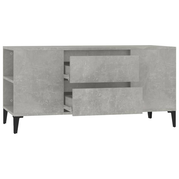 The Living Store TV-meubel Industrial - Betongrijs - 102 x 44.5 x 50 cm - Bewerkt hout en metaal