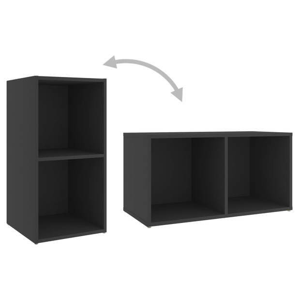 The Living Store Televisiemeubelset - Klassiek - Grijs - Spaanplaat - 2x 72x35x36.5cm - 1x 107x35x37cm