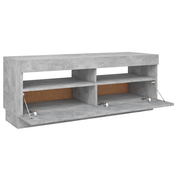 The Living Store TV-meubel Betongrijs - LED-verlichting - 100x35x40 cm - Duurzaam