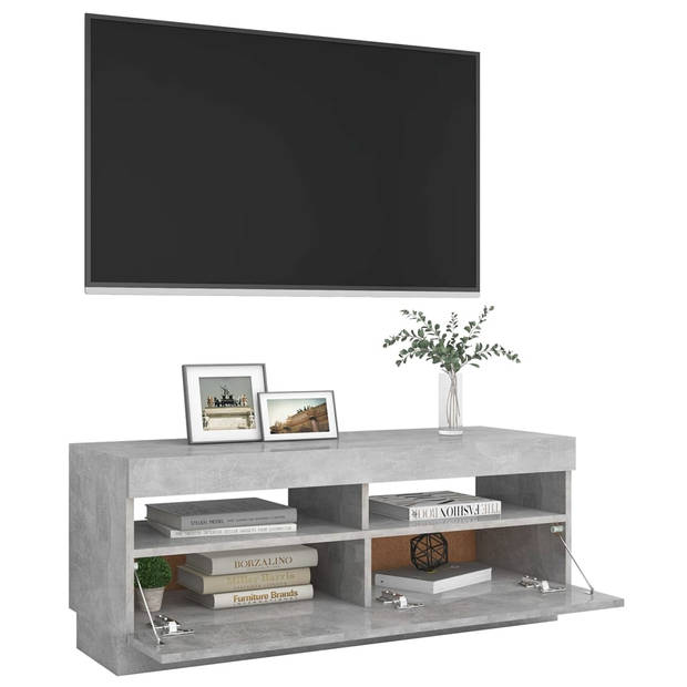 The Living Store TV-meubel Betongrijs - LED-verlichting - 100x35x40 cm - Duurzaam