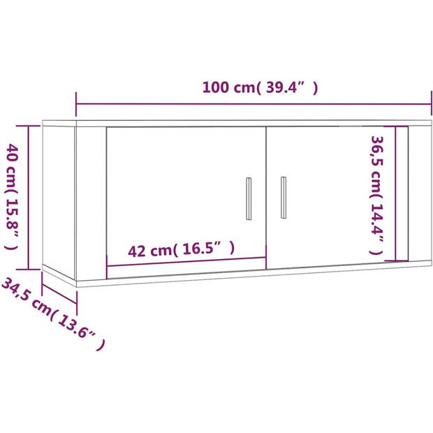 The Living Store Klassieke televisiekastenset - Tv-meubel - Hoogglans wit - 40 x 34.5 x 100 cm (B x D x H) - Bewerkt