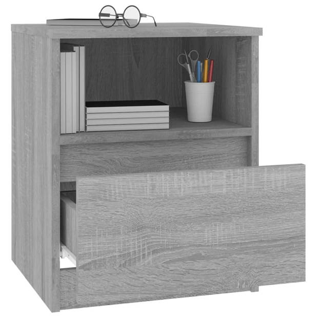 vidaXL Nachtkastjes 2 st 40x40x50 cm bewerkt hout grijs sonoma eiken