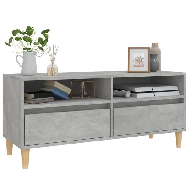 The Living Store TV-kast - Klassiek - 100 x 34.5 x 44.5 cm - Betongrijs