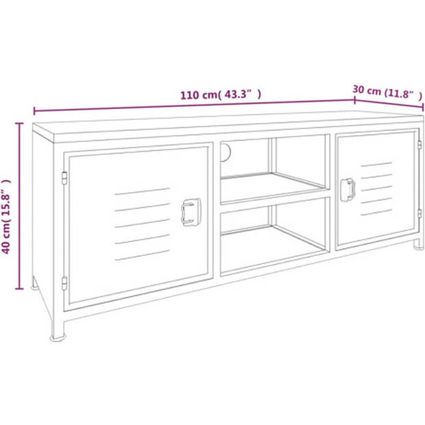 The Living Store TV-meubel Vurenhout - 110x30x40 cm - Wit