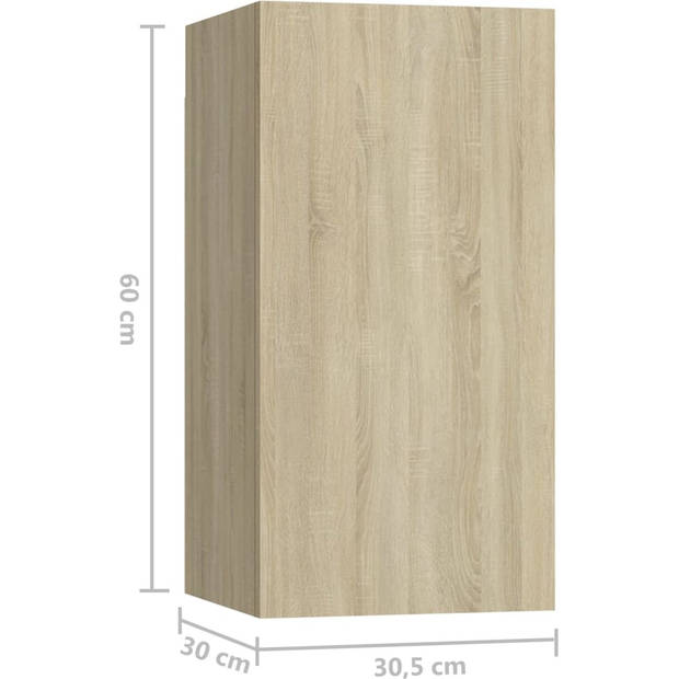 The Living Store Televisiemeubelset Meubel - 30.5 x 30 x 60 cm en 60 x 30 x 30 cm - Sonoma eiken