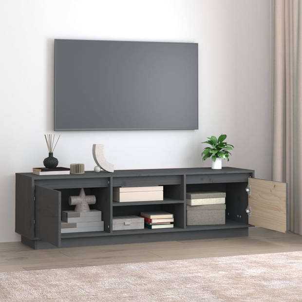 The Living Store Tv-kast - Grenenhout - 140 x 35 x 40 cm - Grijs