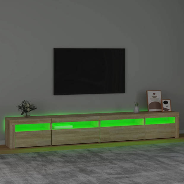 The Living Store Tv-meubel Sonoma Eiken - 270x35x40cm - LED-verlichting