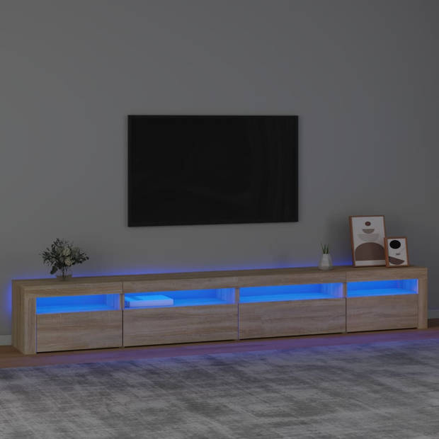 The Living Store Tv-meubel Sonoma Eiken - 270x35x40cm - LED-verlichting