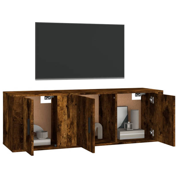 The Living Store Televisiekastenset - Gerookt Eiken - TV-meubel- 80 x 34.5 x 40 cm - TV-meubel- 40 x 34.5 x 40 cm