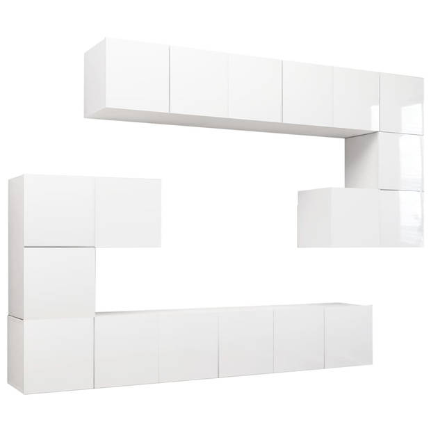 The Living Store Televisiemeubelset Hangend - Spaanplaat - 10-delige set - 8x 60x30x30cm - 2x 30.5x30x30cm