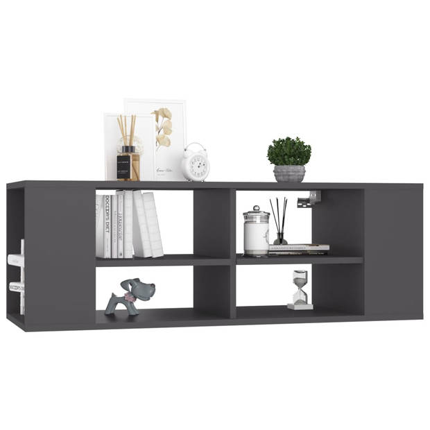 The Living Store TV-wandmeubel - Hangend - 102 x 35 x 35 cm - Grijs - Spaanplaat