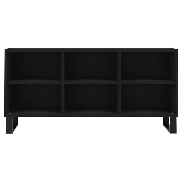 The Living Store TV-meubel Zwarte bewerkt houten tv-kast - 103.5 x 30 x 50 cm - met veel opbergruimte