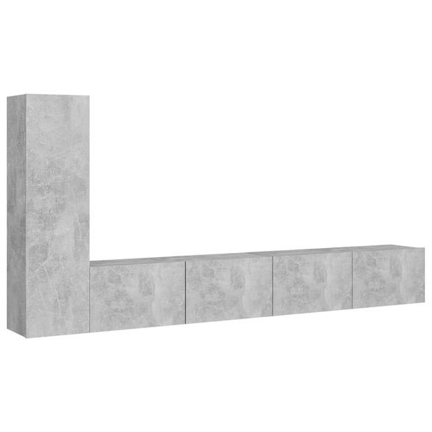 The Living Store Televisiemeubelset Betongrijs - Wandmontage - 30.5 x 30 x 110 cm - 100 x 30 x 30 cm