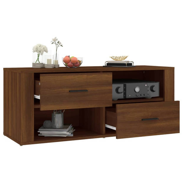 The Living Store Klassieke Tv-kast - 100x35x40 cm - Bruineiken