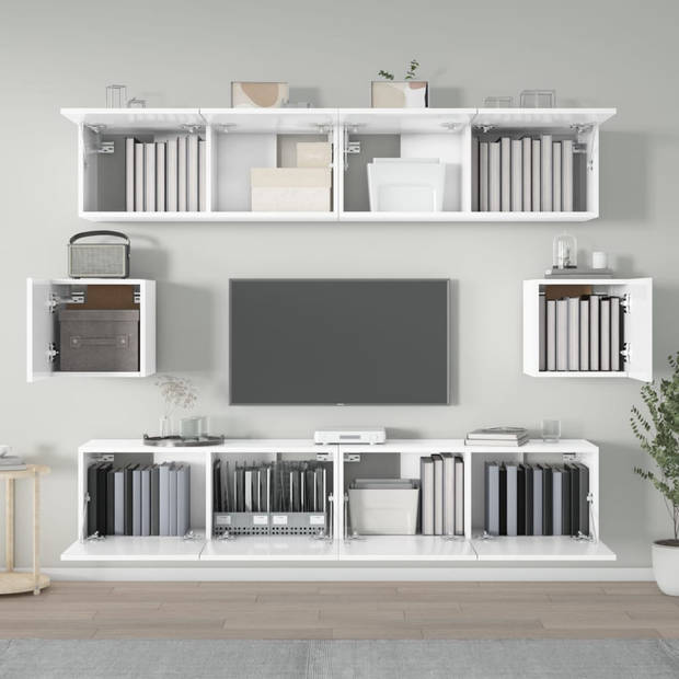 The Living Store TV-meubel set - Hoogglans wit - 4x 80x30x30cm - 2x 30.5x30x30cm