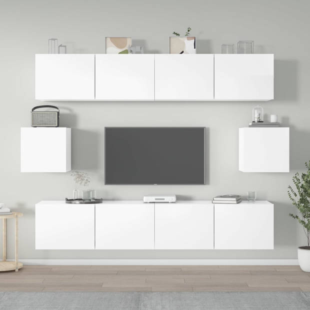 The Living Store TV-meubel set - Hoogglans wit - 4x 80x30x30cm - 2x 30.5x30x30cm