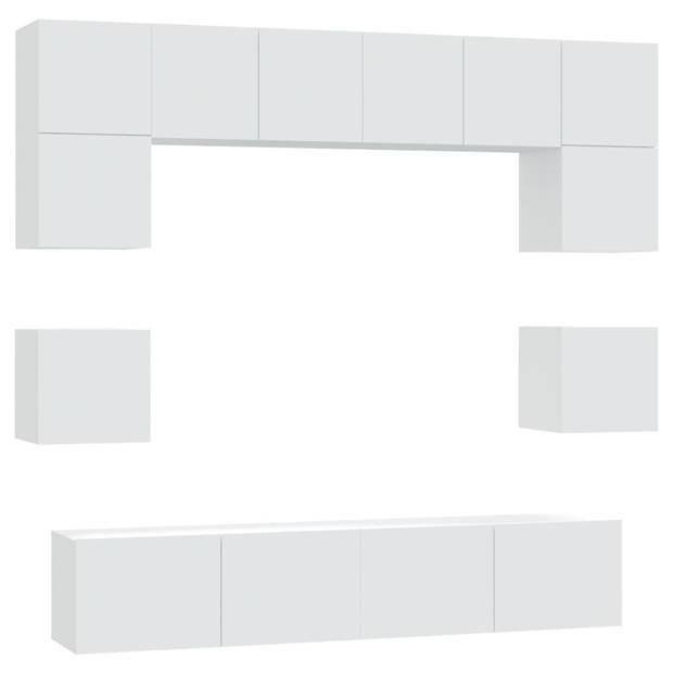 The Living Store TV-meubelset - klassiek wit - 60x30x30cm - 80x30x30cm - 30.5x30x30cm