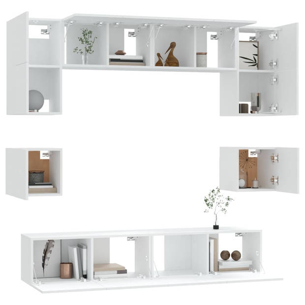 The Living Store TV-meubelset - klassiek wit - 60x30x30cm - 80x30x30cm - 30.5x30x30cm