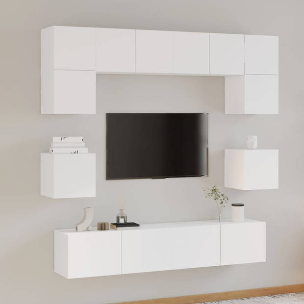 The Living Store TV-meubelset - klassiek wit - 60x30x30cm - 80x30x30cm - 30.5x30x30cm