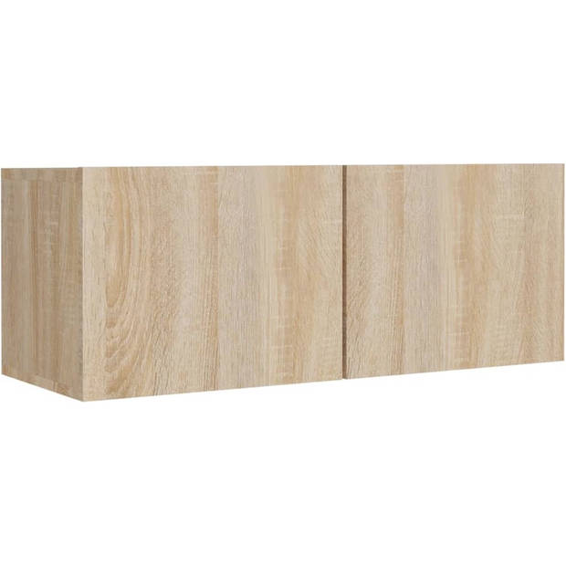 The Living Store Klassieke televisiekastenset - Sonoma eiken - Wandgemonteerd - 4 x 80x30x30cm + 4 x 30.5x30x30cm