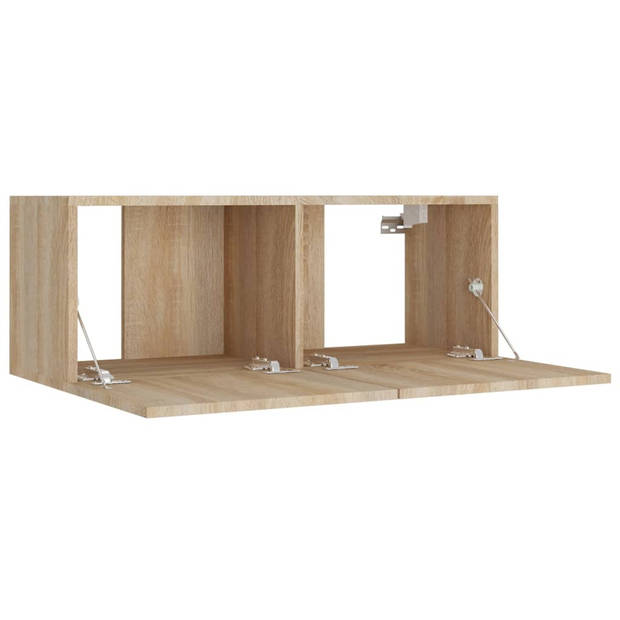 The Living Store Televisiemeubelset Sonoma Eiken - 2x 80x30x30cm - 2x 30.5x30x90cm - 1x 30.5x30x30cm