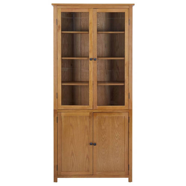 The Living Store Vintage Boekenkast - 90 x 35 x 200 cm - Massief eikenhout en MDF