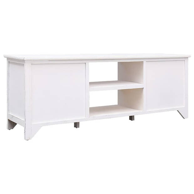 The Living Store TV meubel Houten Televisiemeubel - 108x30x40 cm - Antiekwit