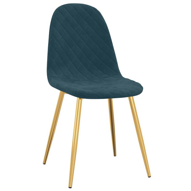 The Living Store Eetkamerstoelen - Set van 2 - Blauw Fluweel - 45 x 53.5 x 87 cm - Comfortabel zitten