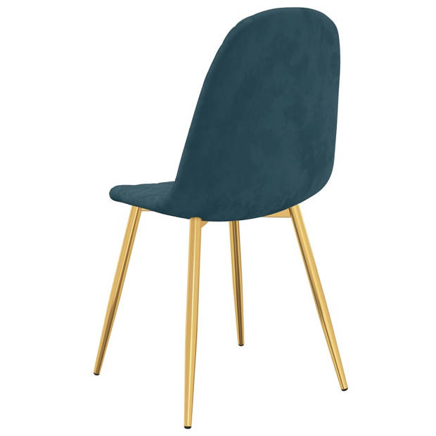 The Living Store Eetkamerstoelen - Set van 2 - Blauw Fluweel - 45 x 53.5 x 87 cm - Comfortabel zitten