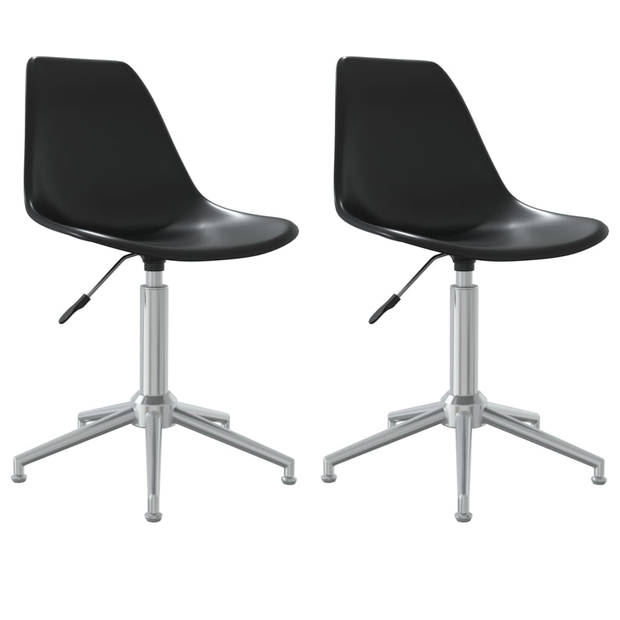 The Living Store Draaibare Eetkamerstoelen - Polypropyleen - Zwart - 46 x 59 x (70-82) cm - Ergonomisch