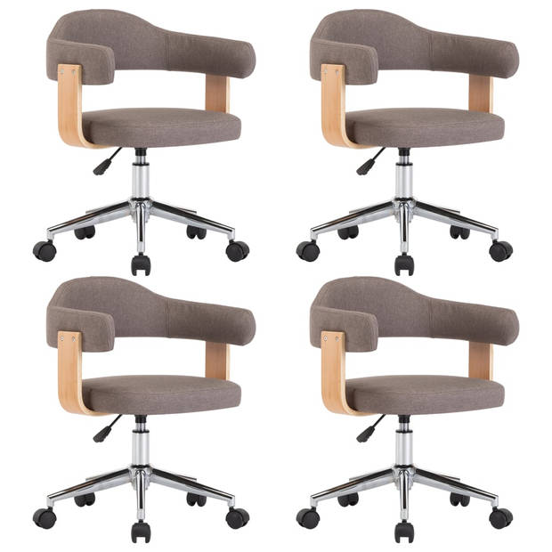 The Living Store Eetkamerstoelen - Set van 4 - Taupe - 49.5 x 51.5 x (94.5 - 115.5) cm