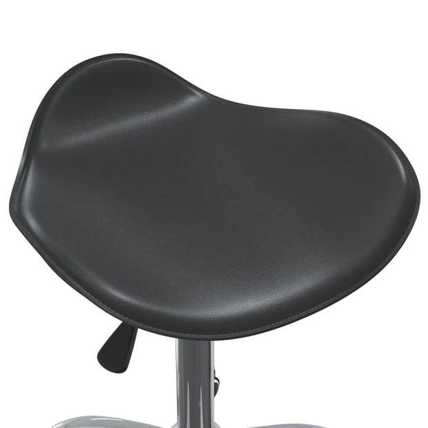 The Living Store Draaibare Eetkamerstoelen - Zwart Kunstleer - 44 x 44 x (46-57) cm - Gasveer - zwenkwielen - 2 stuks