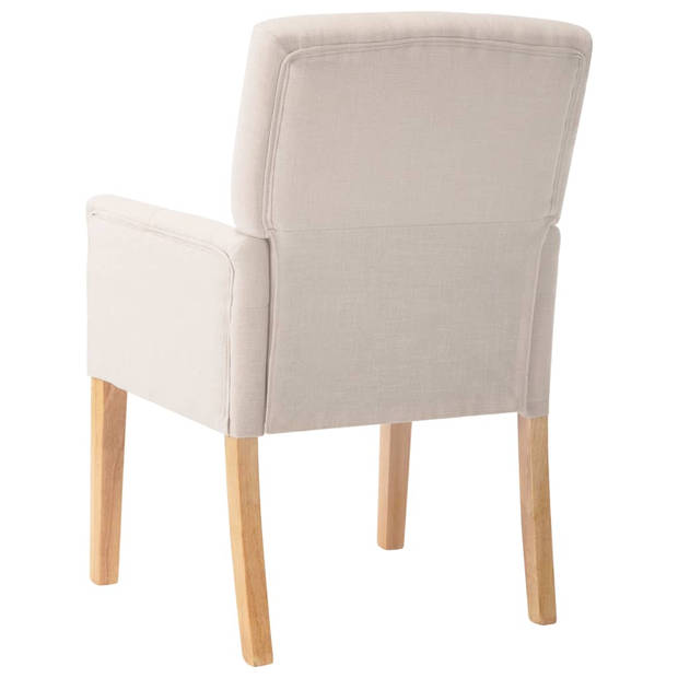 The Living Store Eetkamerstoel Armleuning Beige Stof 61x66x95cm