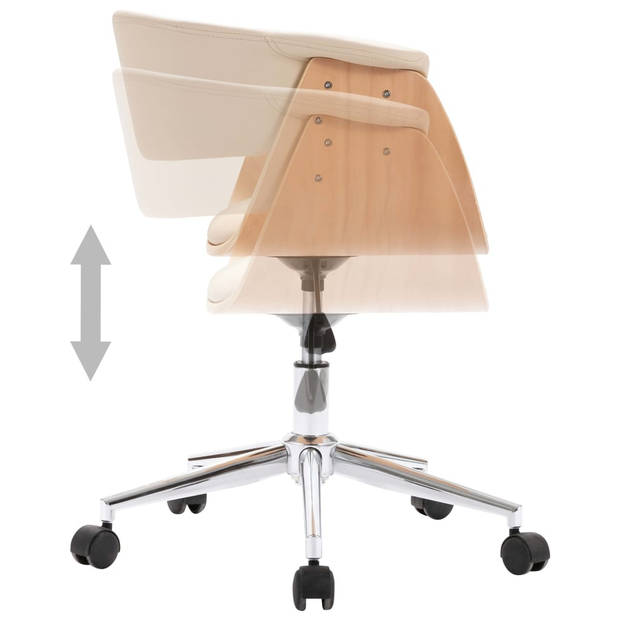 The Living Store Draaibare Eetkamerstoelen - Set van 4 - Crème - 59.5 x 58 x (66-74) cm - Kunstleer